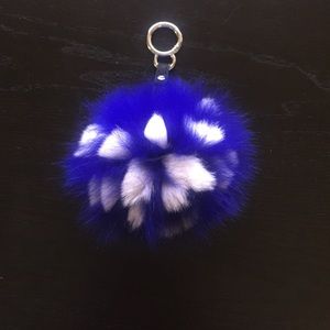 Adrienne Landau Royal Blue/White PomPom Fox Fur